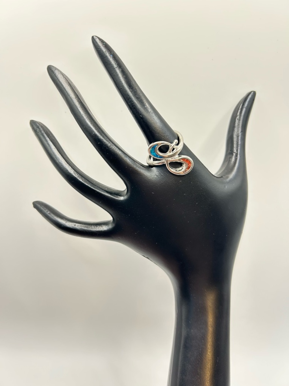 Turquoise Inlay Alpaca Silver Infinity Ring